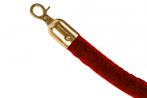 Avspärrningsrep, velour röd, hake i guld