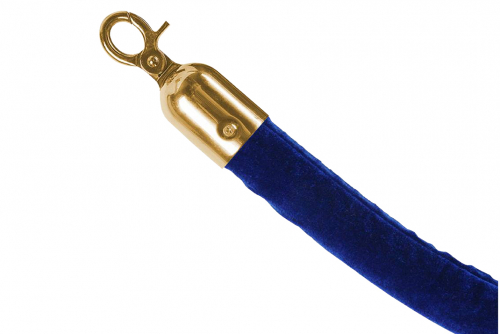 Avspärrningsrep, velour blå, hake i guld