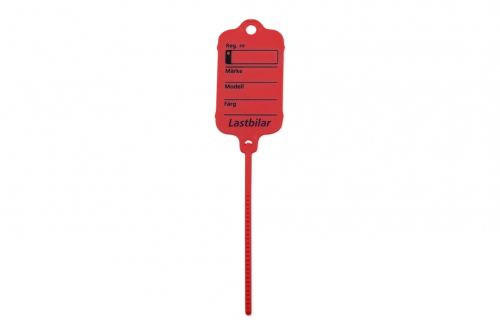 Keytag röd, eget tryck 1-sida